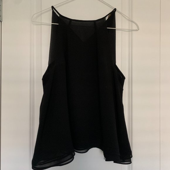 Zara Black Chiffon Halter Cut Blouse - Picture 1 of 3